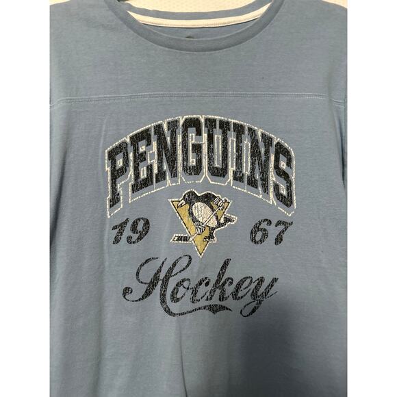 Pittsburgh Penguins Women's Tee Light Blue Short Sleeve 100% Cotton Top Size XL - Picture 2 of 10